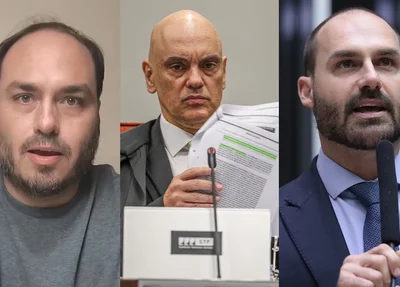 Carlos Bolsonaro, Alexandre de Moraes e Eduardo Bolsonaro