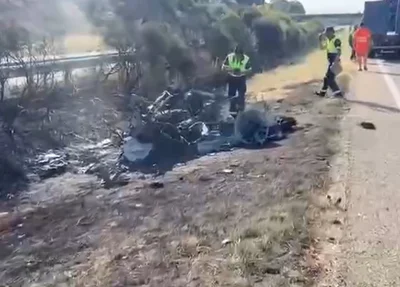 Carro de Diogo Jota após o acidente