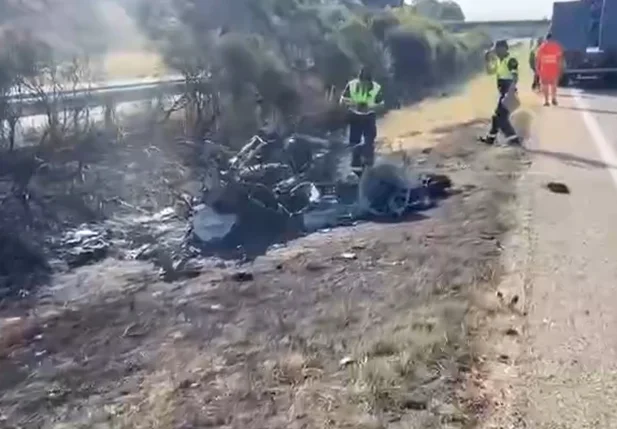 Carro de Diogo Jota após o acidente