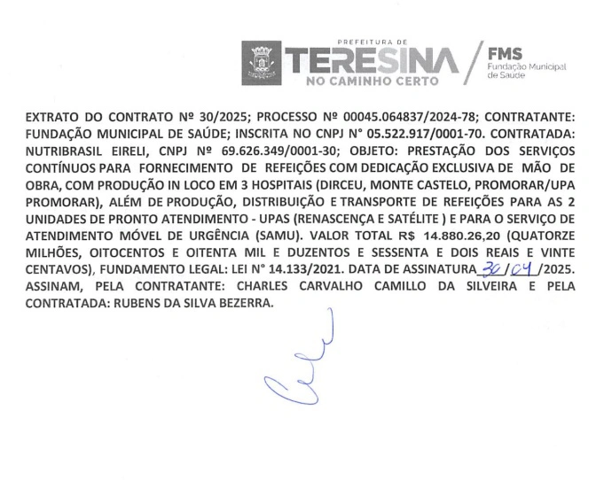 Contrato da FMS na gestão de Sílvio Mendes