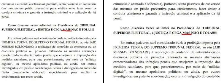 Decisão com erro e a versão corrigida