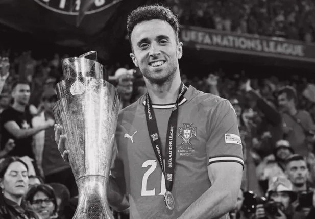 Diogo Jota na comemoração do título da Nations League