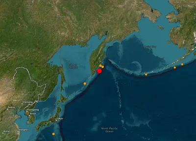 Epicentro do terremoto na Rússia