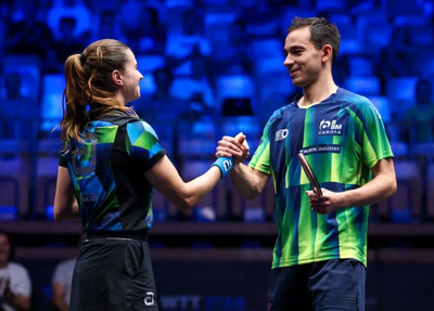 Hugo Calderano e Bruna Takahashi