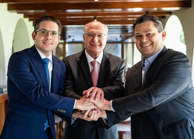 Hugo Motta, Geraldo Alckmin e Davi Alcolumbre