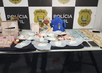 Joias, dinheiro e cocaína apreendidas com casal no bairro Promorar