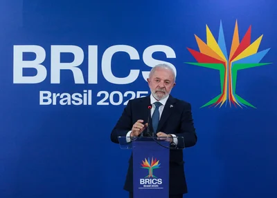 Luiz Inácio Lula da Silva durante pronunciamento ao final do Brics