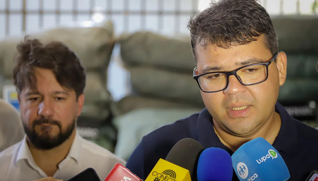 Secretário Chico Lucas e delegado Samuel Silveira, diretor do DENARC