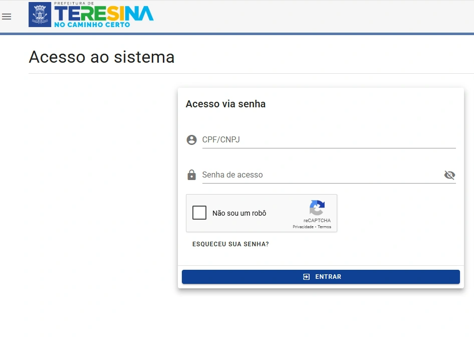 Acesso ao sistema NFSe