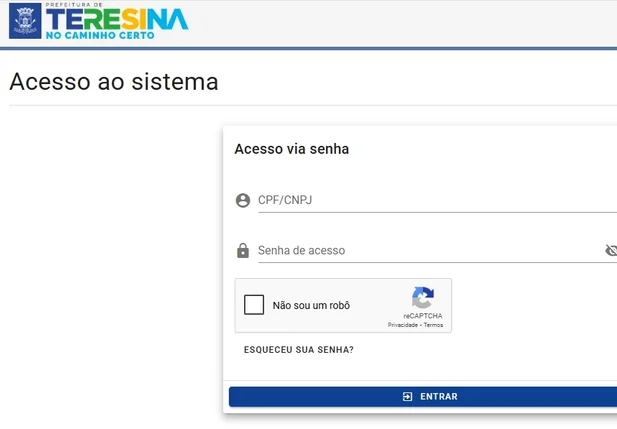 Acesso ao sistema NFSe