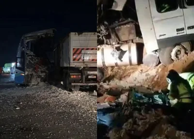 Acidente entre ônibus e carreta deixa 11 mortos e 46 feridos no Mato Grosso