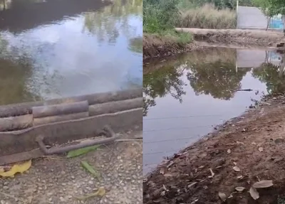 Água represada atinge a parte mais baixa do riacho
