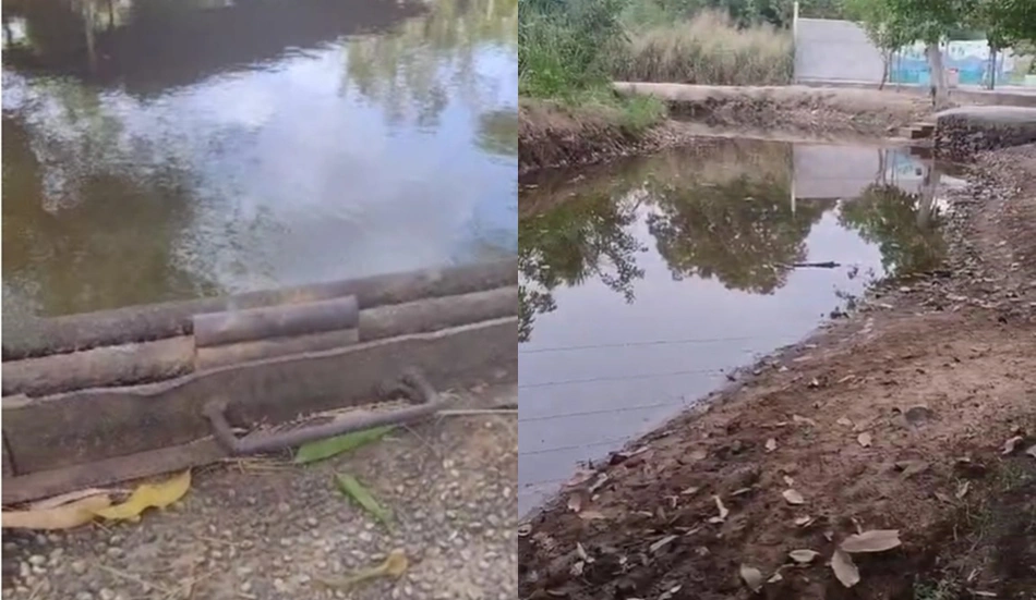 Água represada no Balneário Sena Brasil atinge a parte mais baixa do riacho