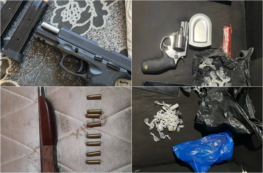 Armas e drogas apreendidas na operação do DENARC