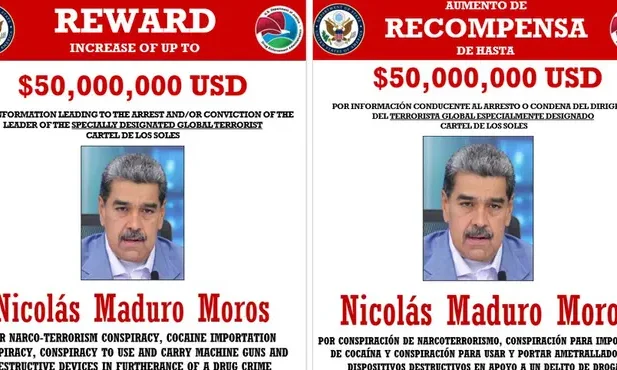 Cartazes anunciam recompensa pelo ditador Nicolás Maduro