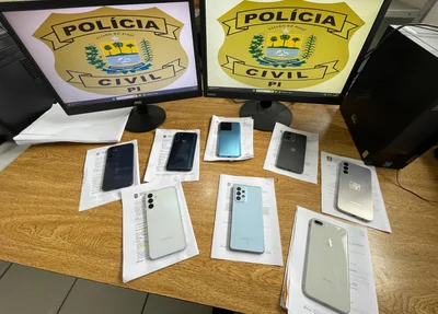 Celulares recuperados pela Polícia Civi do Piauí
