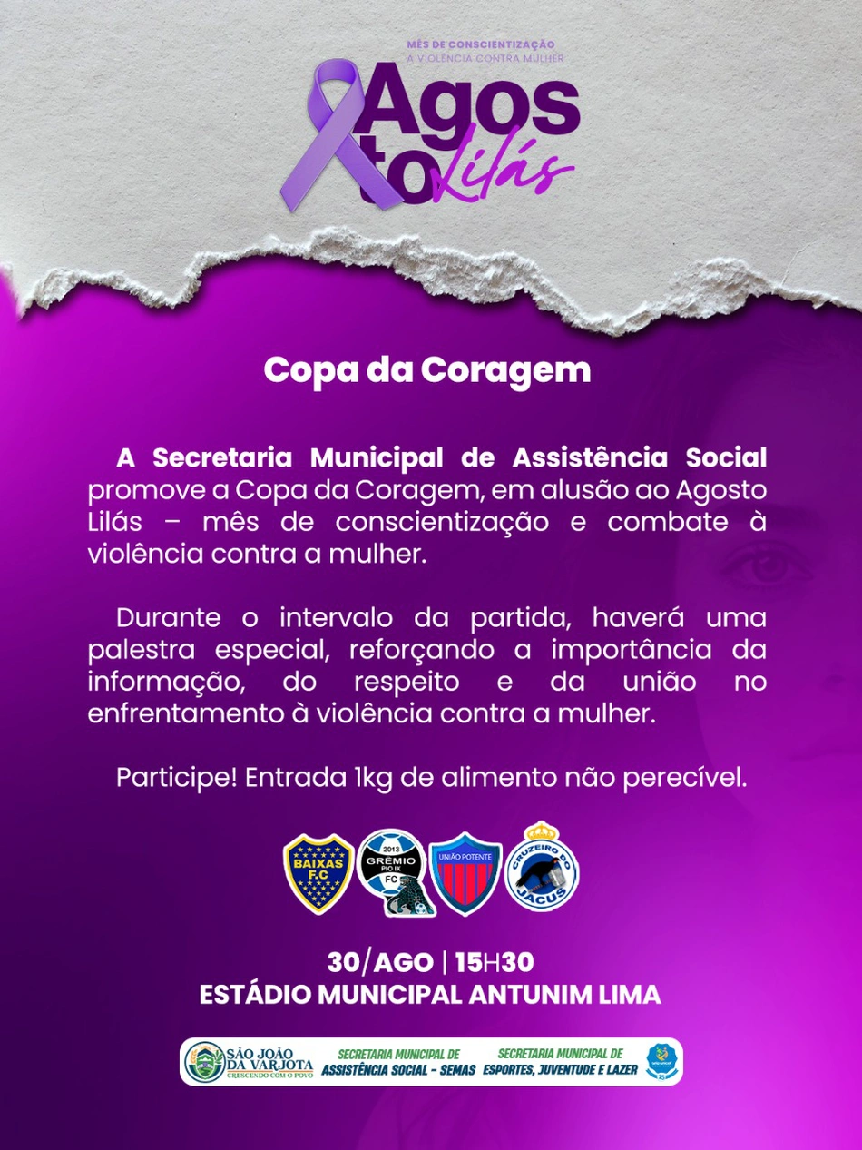 Copa da Coragem une esporte e conscientização no combate à violência contra a mulher em São João da Varjota