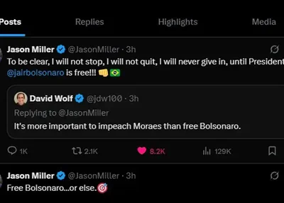 Jason Miller afirmou que seu objetivo é a liberdade de Jair Bolsonaro