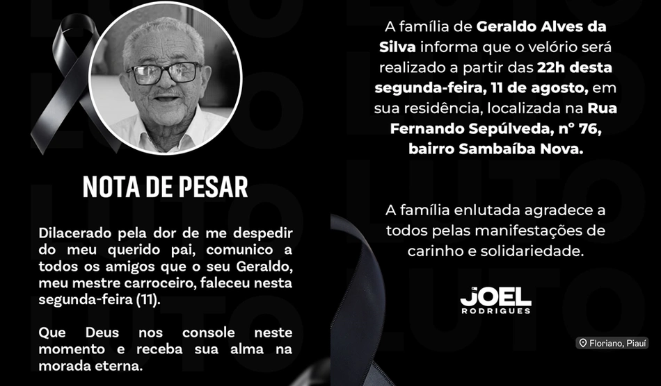 Nota publicada pela equipe de Joel Rodrigues