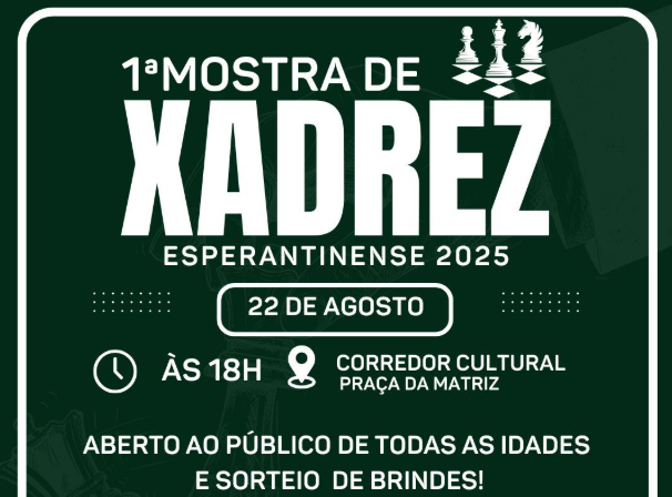 Prefeitura de Esperantina realizará Mostra de Xadrez com participação aberta ao público