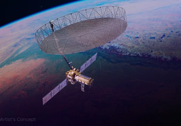 Satélite NISAR com antena de 12 metros
