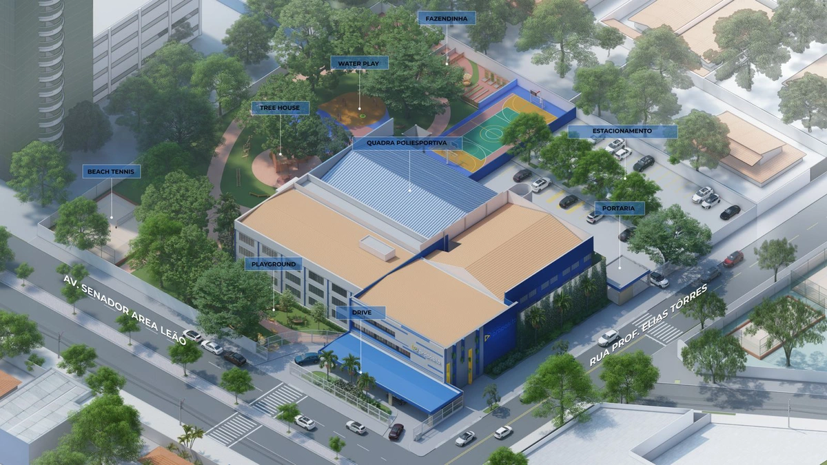 A escola divulgou a masterplan com as novidades do projeto para início de 2026. O projeto é assinado pela arquiteta especialista em escolas, Glaucia Duarte