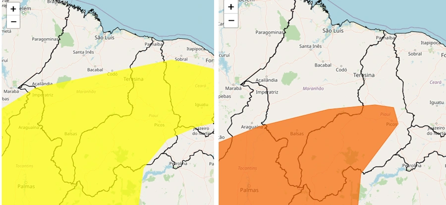 Alerta laranja e amarelo