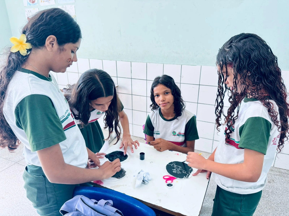 Alunos do 7º Ano da Escola Municipal da Liberdade Paulo Freire