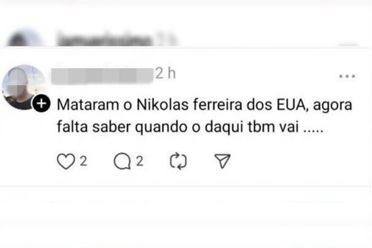 Ameaças recebidas pelo deputado federal Nikolas Ferreira