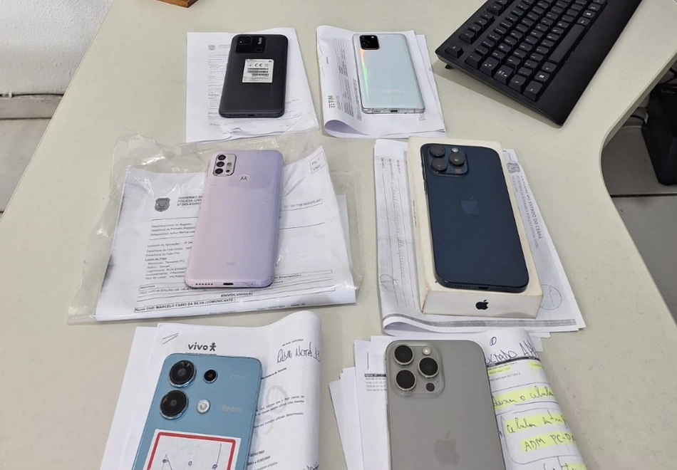 Aparelhos celulares apreendidos pela Polícia Civil do Piauí