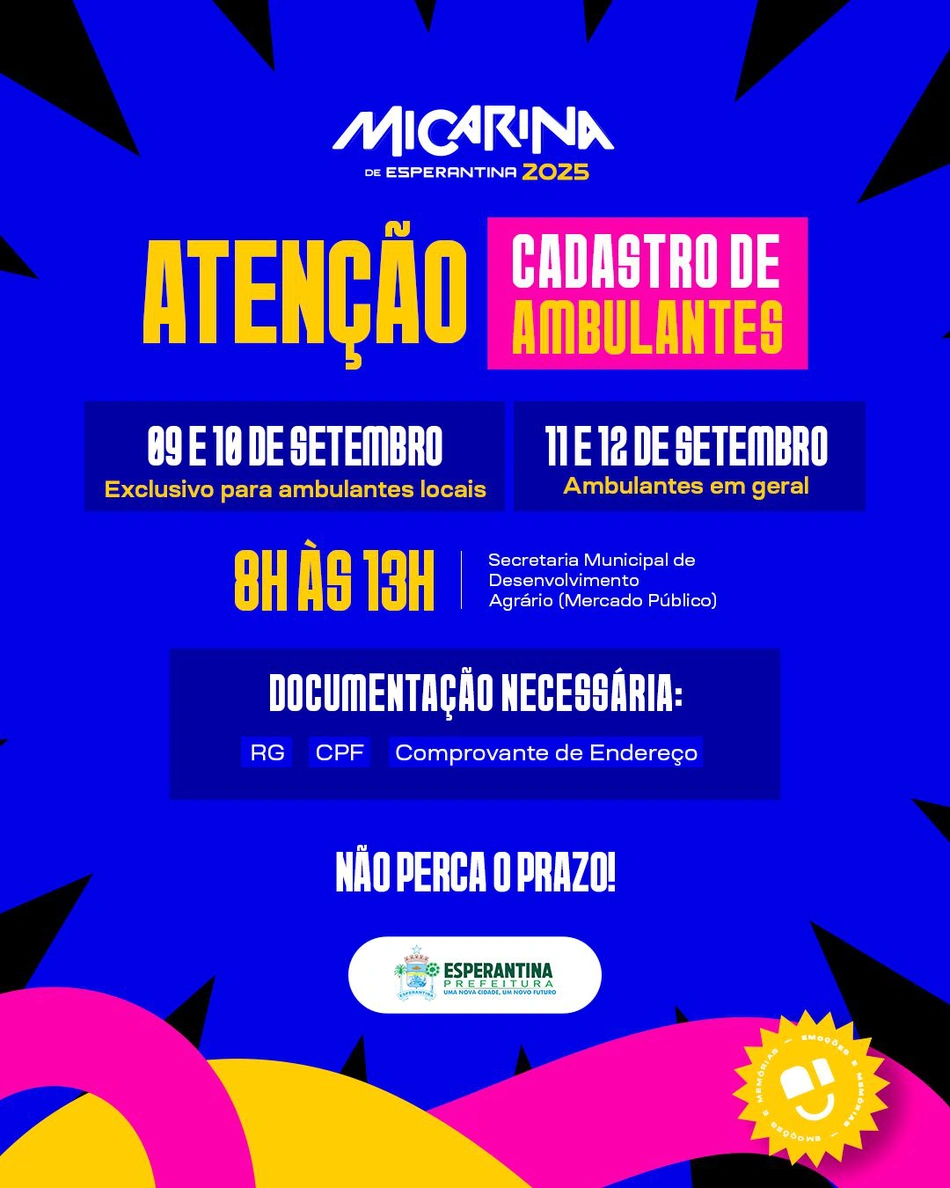 Cadastro de ambulantes para a Micarina 2025