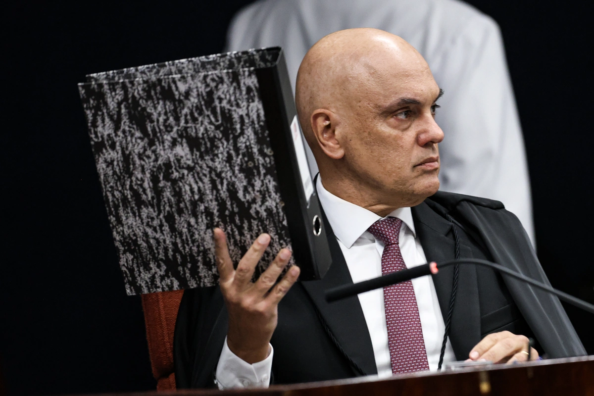 O ministro Alexandre de Moraes durante sessão no STF