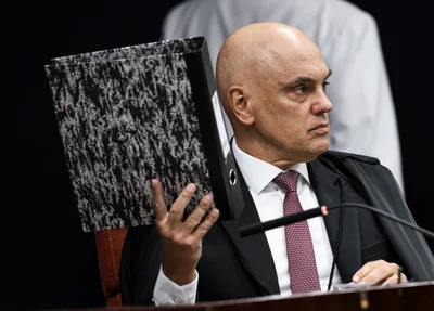 O ministro Alexandre de Moraes durante sessão no STF