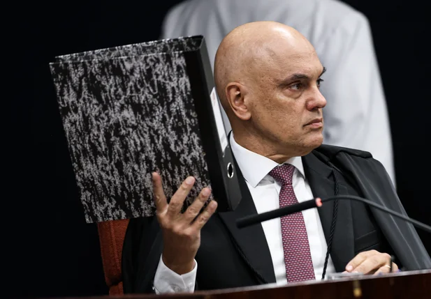 O ministro Alexandre de Moraes durante sessão no STF