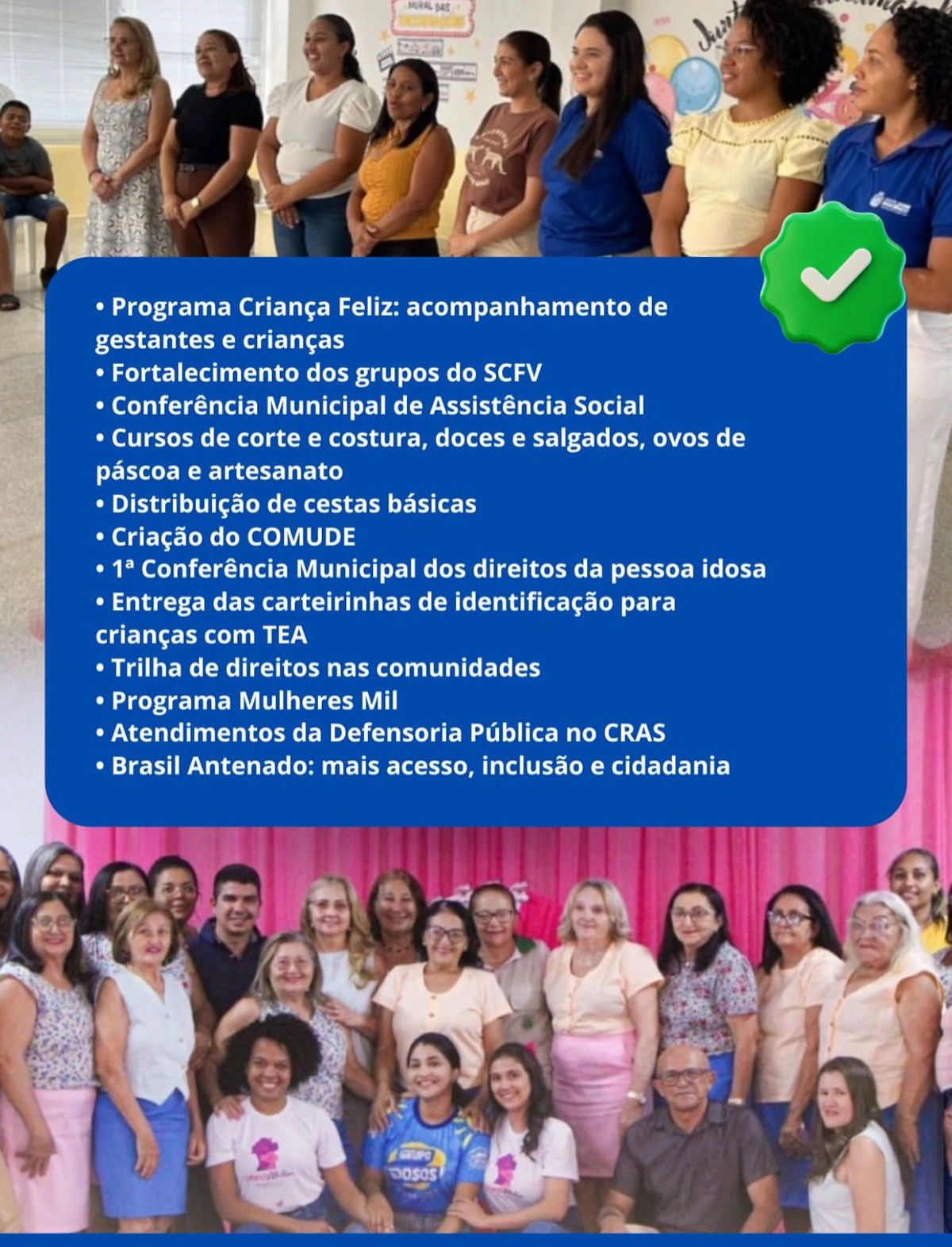 As ações realizadas ao longo do ano