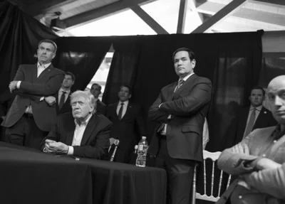 Donald Trump, Marco Rubio, Pete Hegseth, Dan Caine e outros funcionários do governo