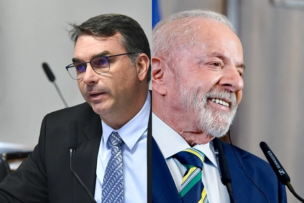 Flávio Bolsonaro e presidente Lula