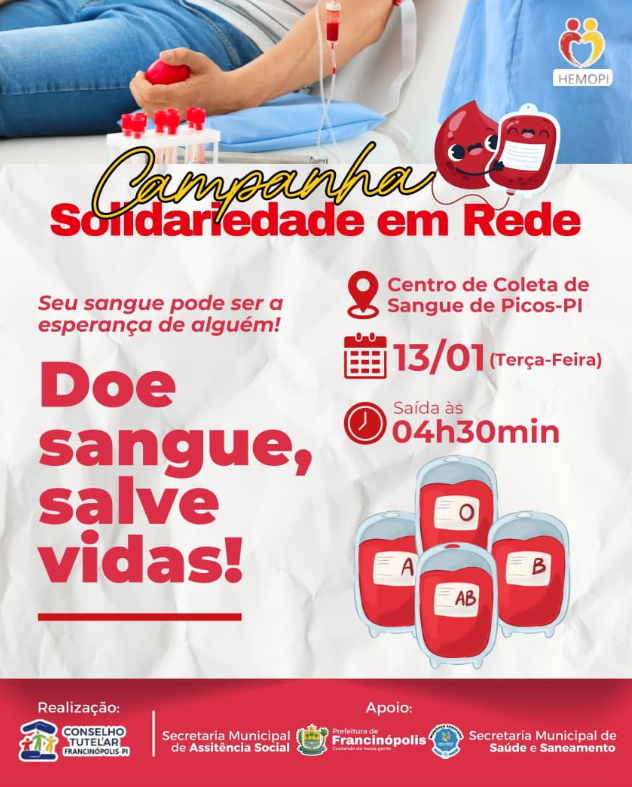 Francinópolis promove campanha de doação de sangue “Solidariedade em Rede”