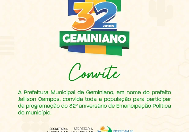 Geminiano celebra 32 anos de emancipação política com programação que reúne ações sociais e shows