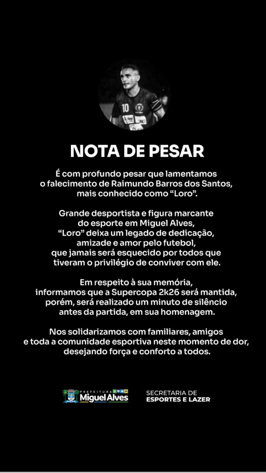 Jogador de futebol morre após acidente de moto em Miguel Alves