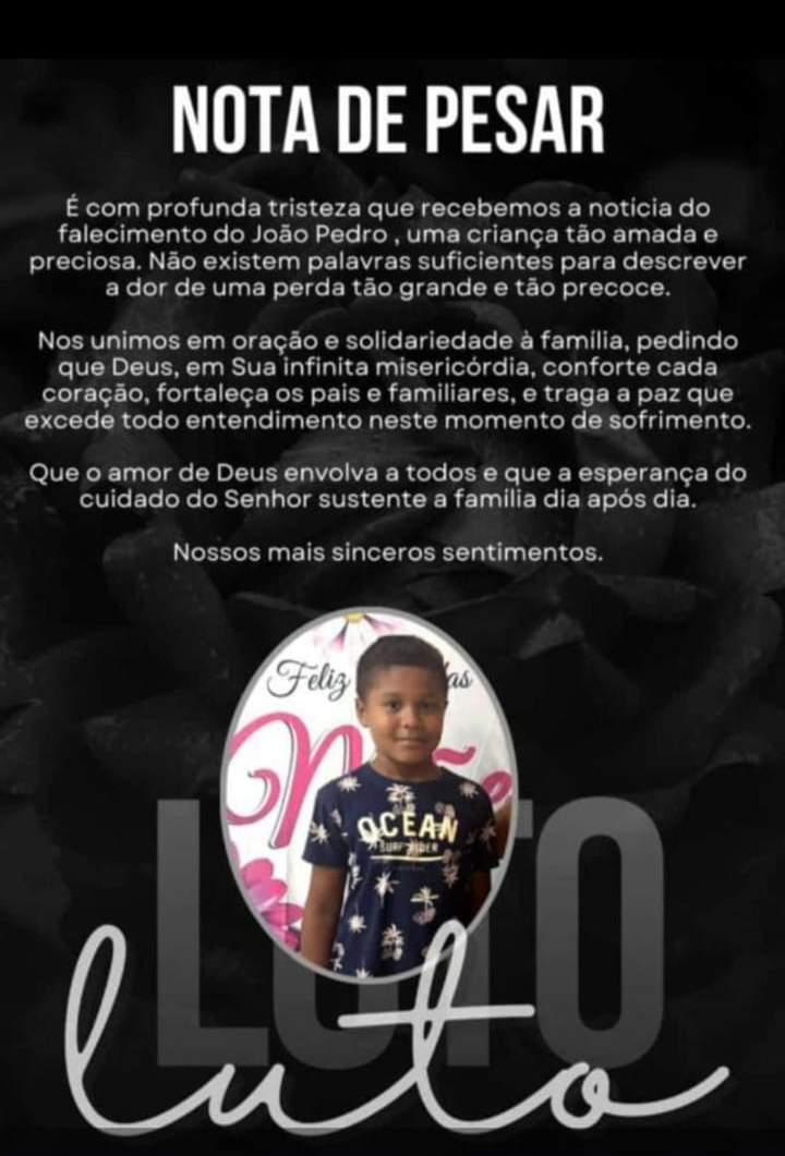 Nota de pesar divulgada pelos familiares