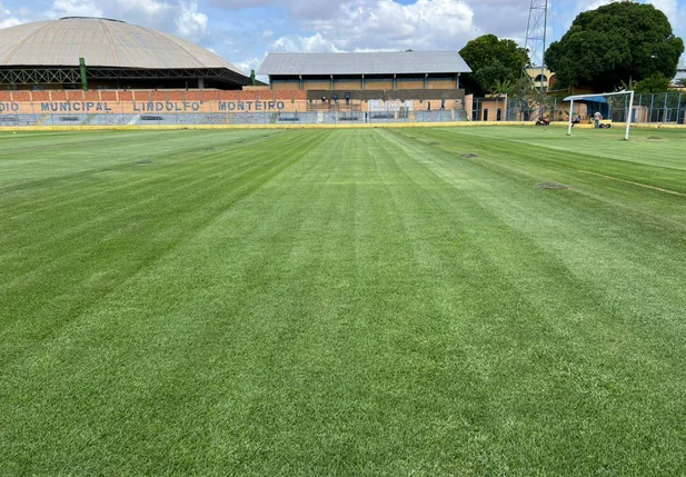 Novo gramado do estádio Lindolfo Monteiro