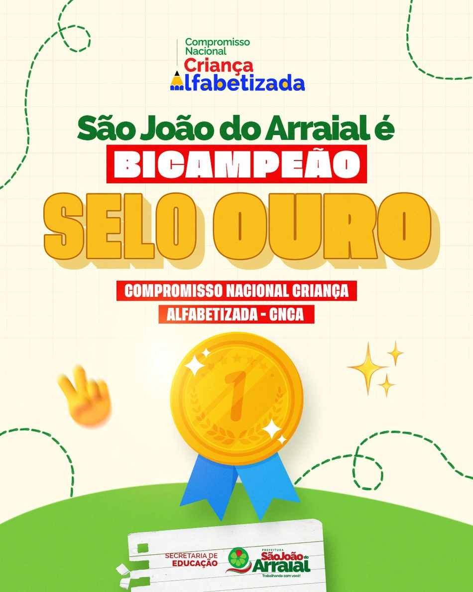 São João do Arraial conquista bicampeonato do Selo Ouro na Educação