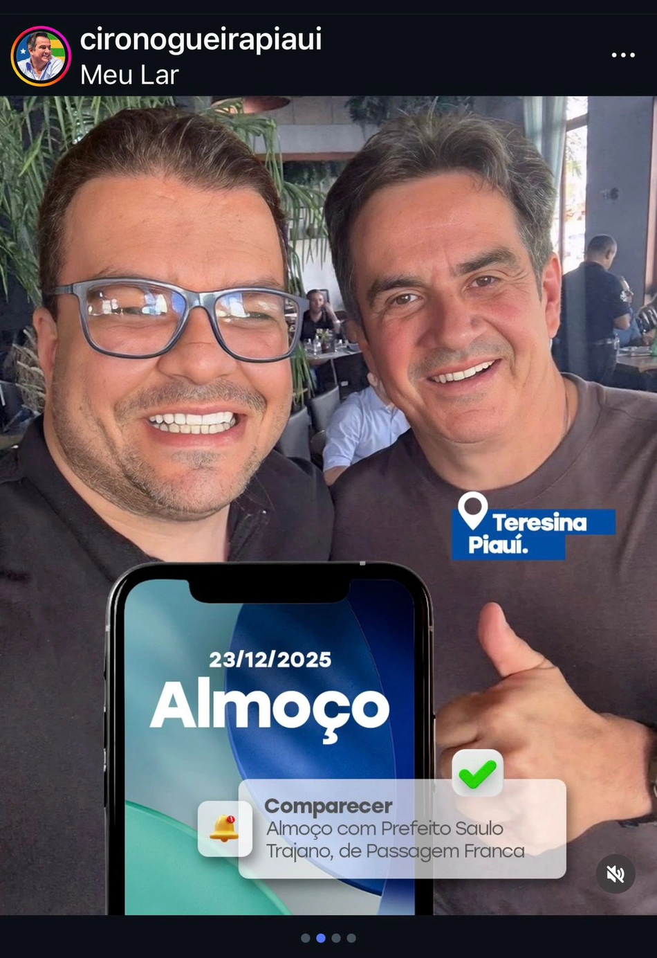 Ciro almoça com o prefeito Paulo Trajano