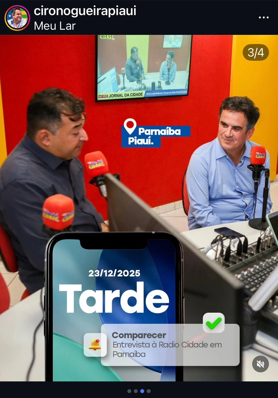 Ciro concede a entrevista na rádio Cidade