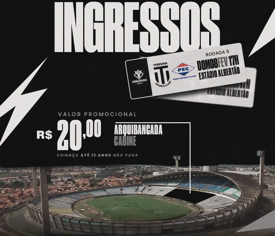 Ingresso e local de venda do jogo entre Teresina e Piauí