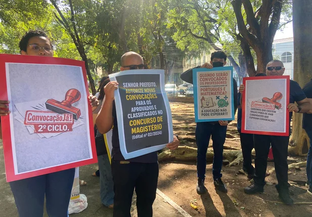 Manifestação dos professores no Centro de Teresina