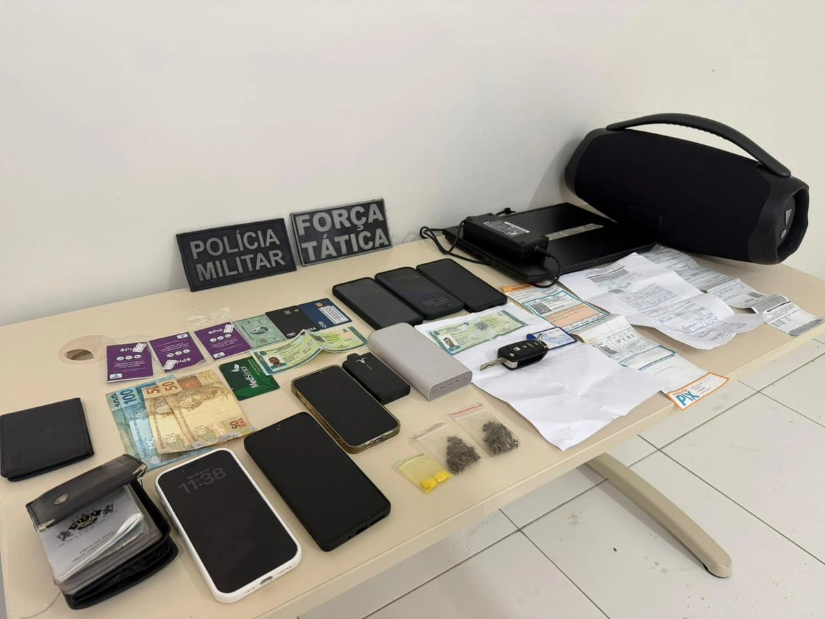 Material apreendido com os presos