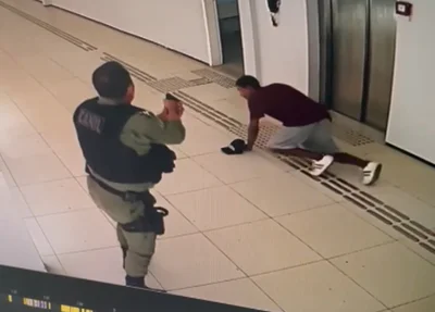Momento em que PM frusta furto de arma na Central de Inquéritos de Picos