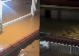 Morador filma casas submersas após temporal em Minas Gerais